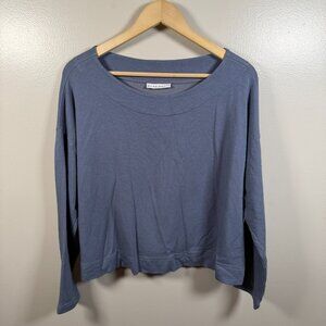 Bryn Walker Button Back Sweatshirt Size Small Blue Bamboo Organic Cotton Minimal